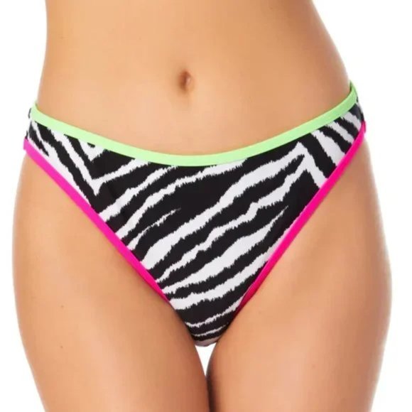 California Waves Asymmetric Bikini Swim Top Bikini Bottom 2pc Set Zebra XS - Picture 11 of 14